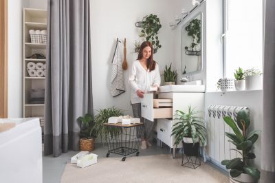 Minimalist Bathroom with Built-in Storage